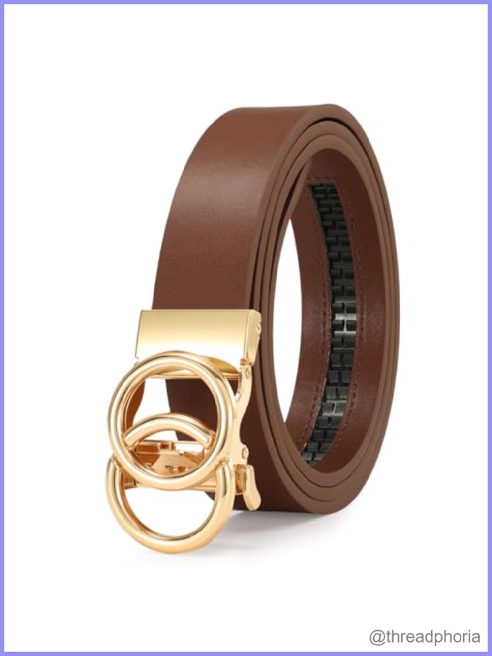 Faux Leather Ratchet Belt Women Adjustable No Holes Automatic Buckle 1.2"
